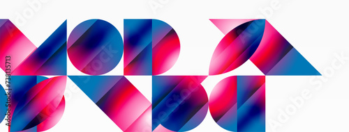 Serene gradient template. Circles and triangles mingle in minimalist perfection. Gentle fusion of forms and hues creates balanced yet captivating backdrop, embodying modern sophistication