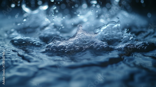 a close up of a drop of water falling into a body of water