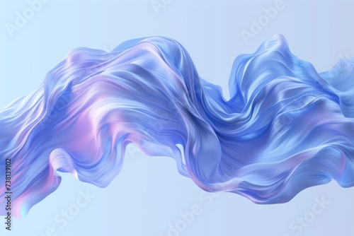 Blue Wavy Silk-like Abstract 3D Illustration