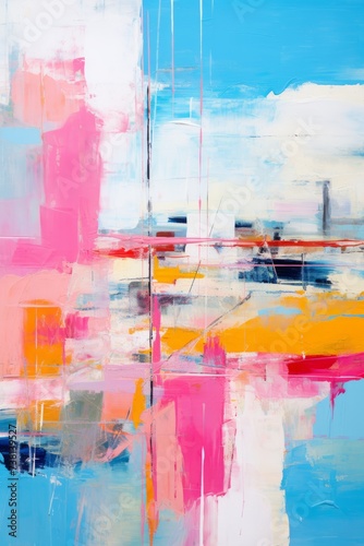 Pink and Blue Abstract Painting © Adobe Contributor
