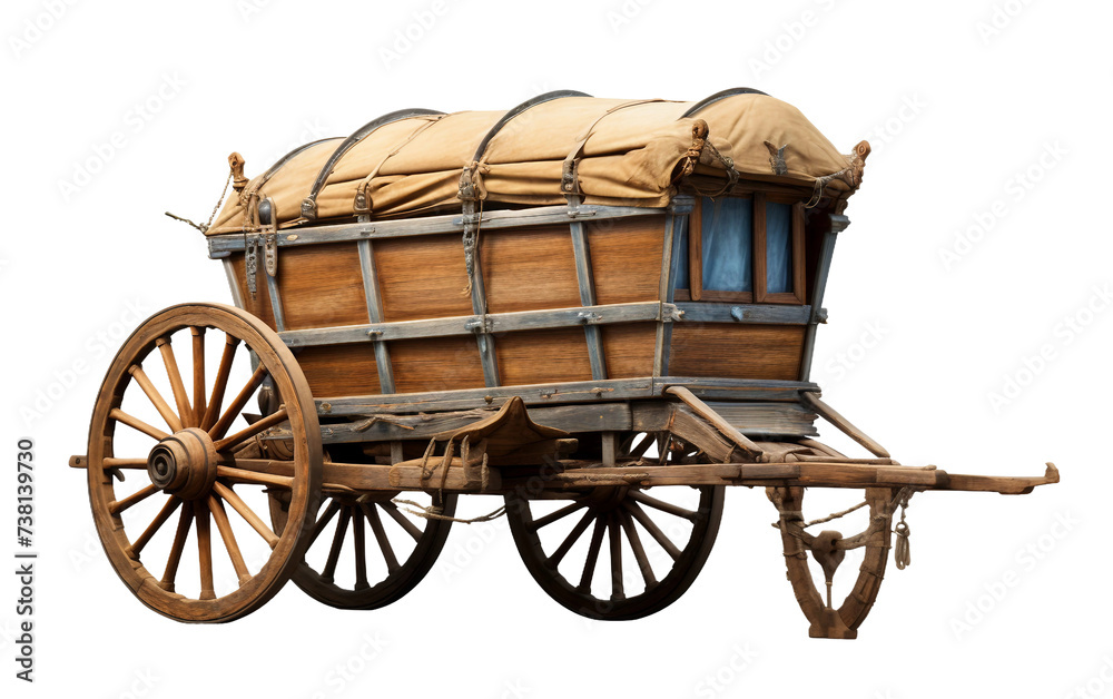 The Lone Journey of a Greek Tumbril Cart Isolated on Transparent Background PNG.