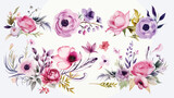 Beautiful watercolor floral set design