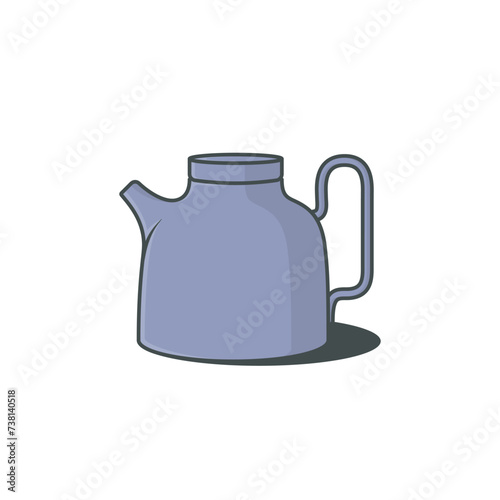 Unique Style Kettle sticker design vector illustration. Kitchen interior object icon concept. Kitchen Teapot with closed lid sticker design with shadow. Restaurant kettle icon logo.