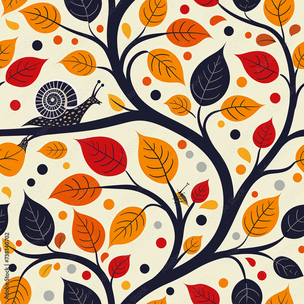 Tile with snails, snail pattern as background and to fill areas, ai generated Tile with snails, snail pattern as background and to fill areas, ai generated