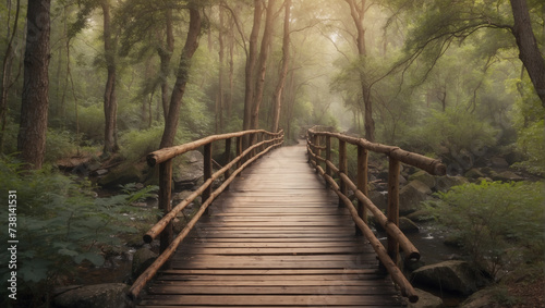 wooden bridge in the forest