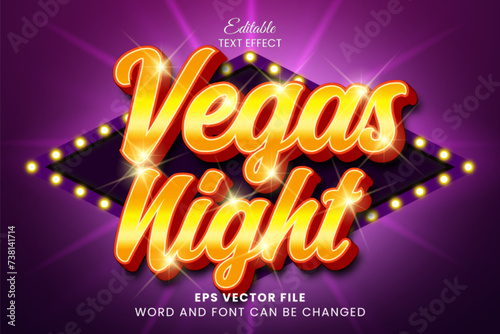 Vegas night 3d editable vector text effect