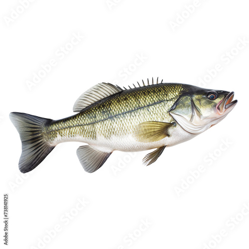 Real bass fish isolated on transparent or white background