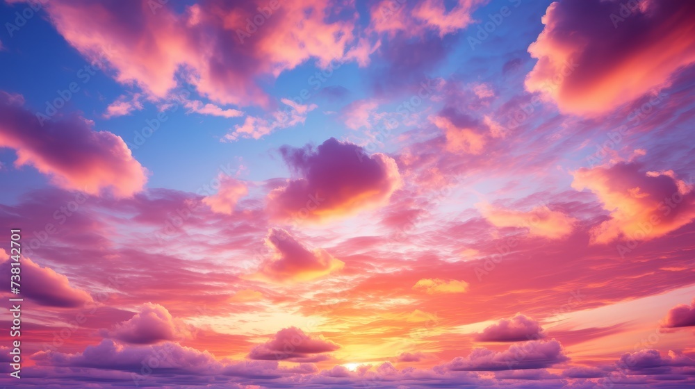 A Vivid Sunset Sky with Pink and Blue Hues