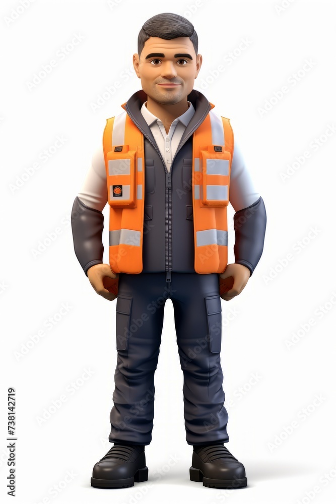 3D rendering of a man wearing a reflective vest 3D rendering of a man wearing a reflective vest