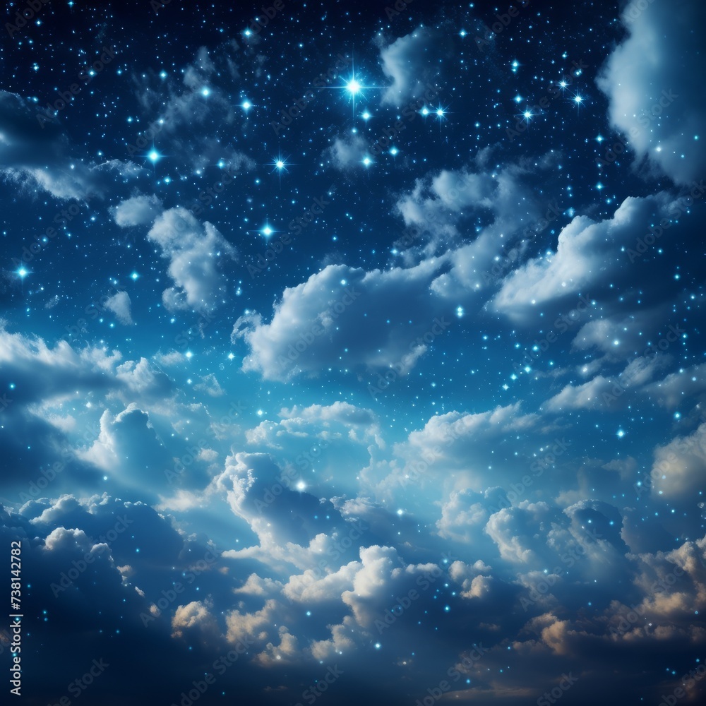 Starry Night Sky with Clouds