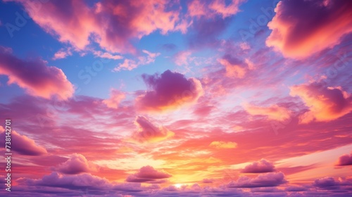 A Vivid Sunset Sky with Pink and Blue Hues