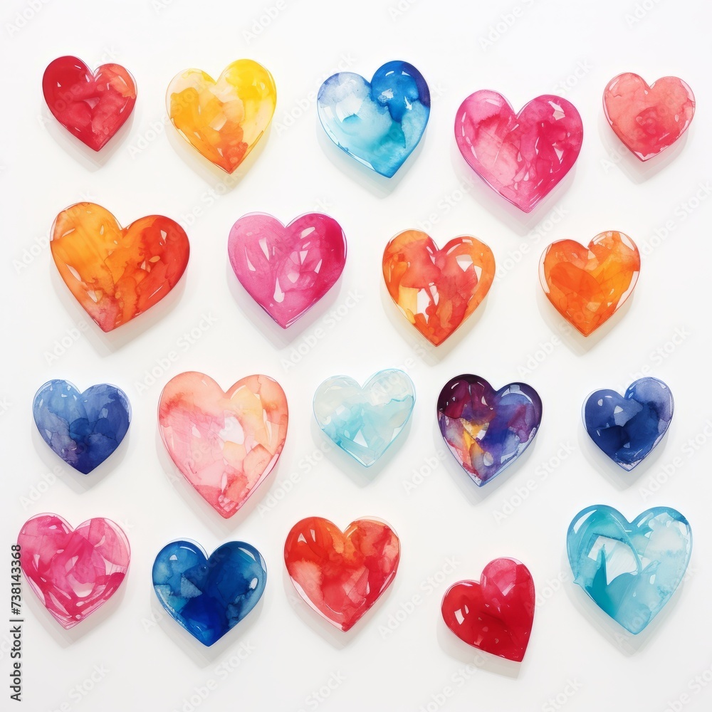 Abstract watercolor hearts