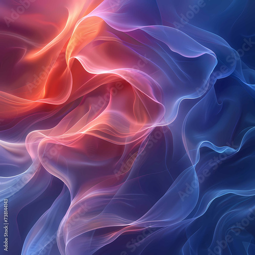 Abstract Waves of Color: Vivid Red and Blue Fluid Forms Interweaving © RobertGabriel