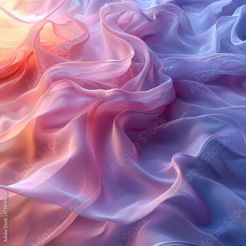 Abstract Silk Waves in Gradient Sunset Colors
