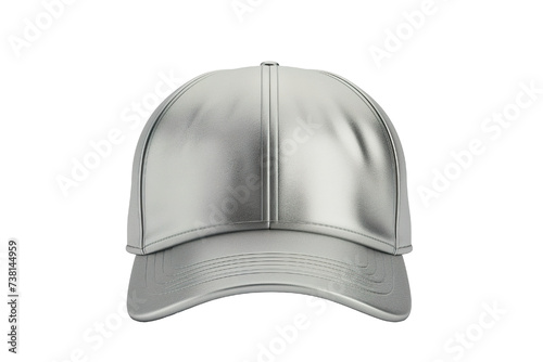 sliver baseball cap mockup front view, white background isolated PNG