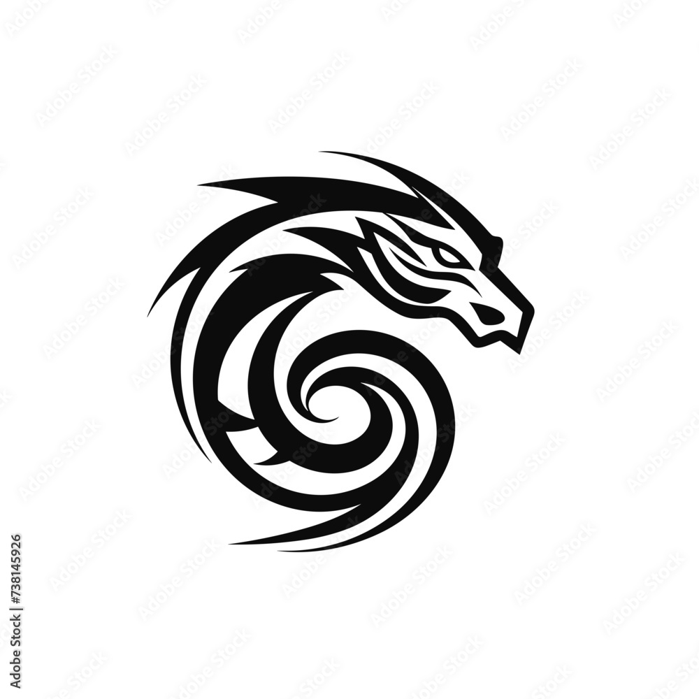 dragon head vector illustration isolated transparent background logo, cut out or cutout t-shirt print design