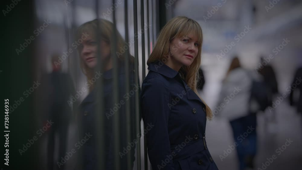 Sad Blond Woman Worried Thinking About Life Problems at Trainstation Sad Blond Woman Worried Thinking About Life Problems at Trainstation