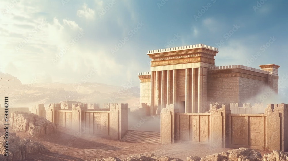 Fototapeta premium Destruction of the Jerusalem temple by the Roman Empire Generative AI Illustration