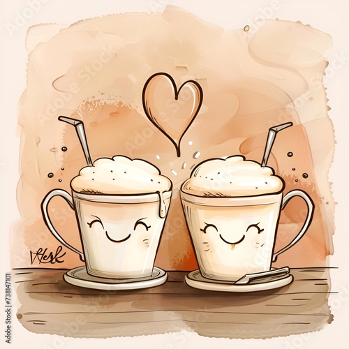 cute cafe latte couple