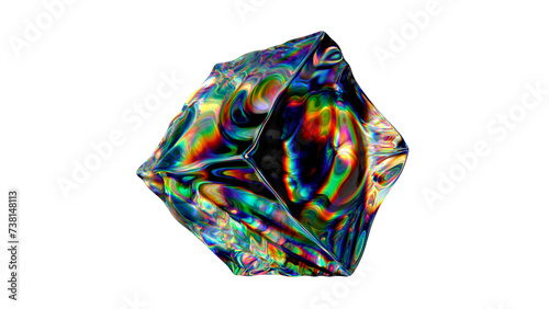 Iridescent Fluid Cube 3D Rainbow Colors
 (ID: 738148113)