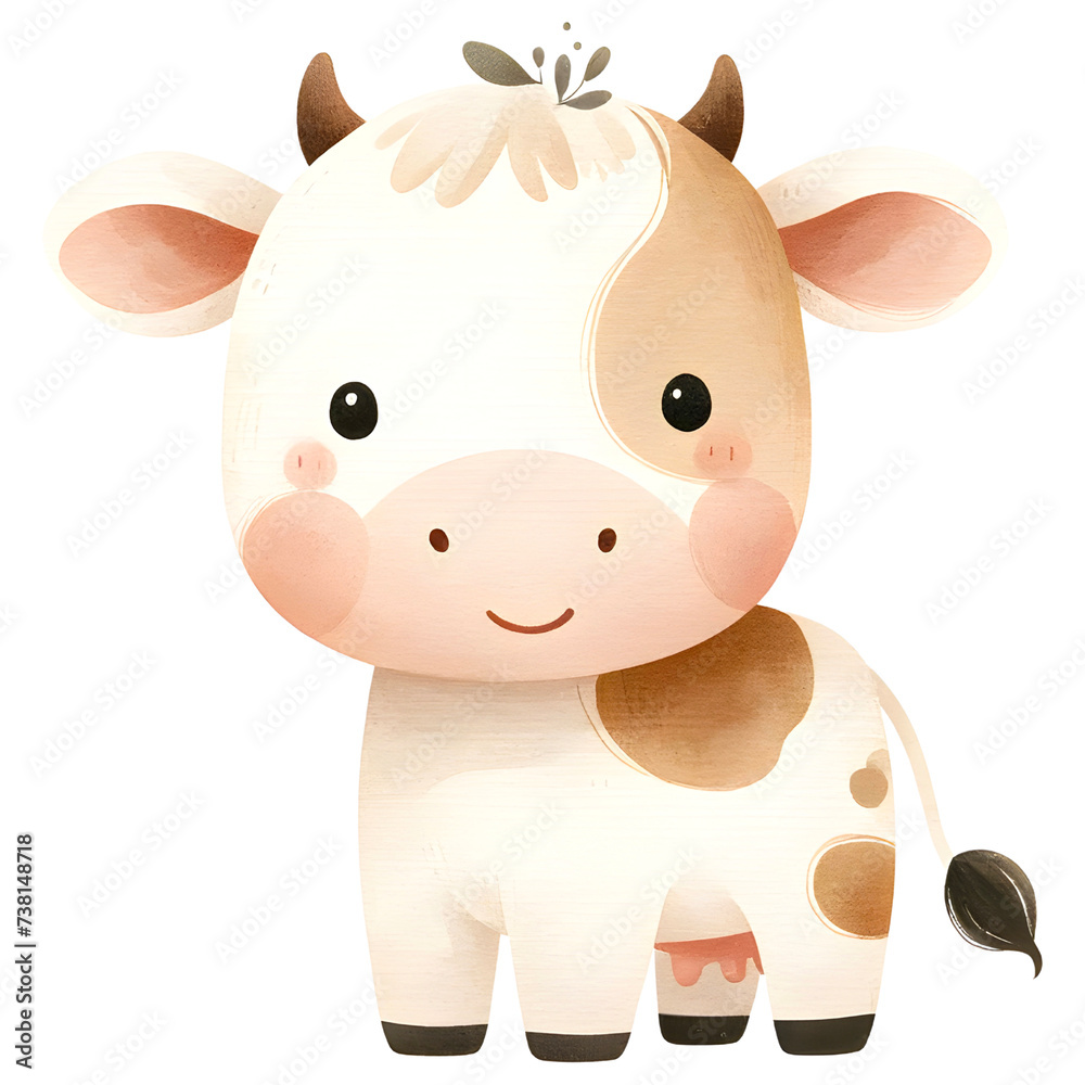 Cute watercolor cow clipart with transparent background Cute watercolor cow clipart with transparent background