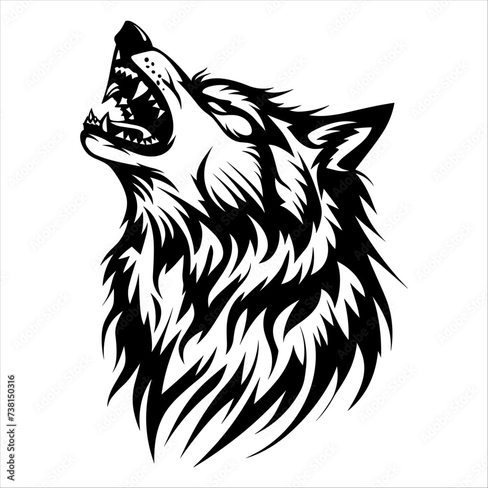 Wolf howling vector illustration, isolated on a white background. Wolf howling vector illustration, isolated on a white background.