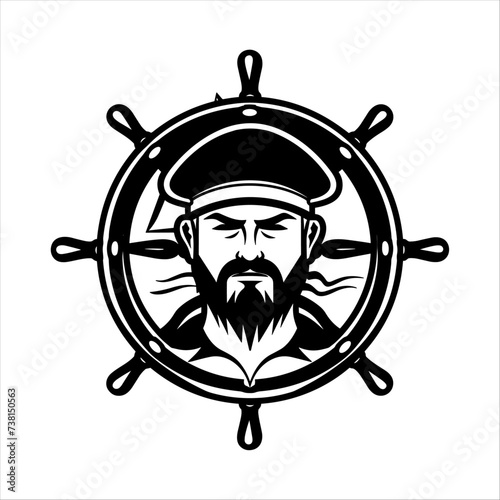 Ship captain Steering wheel vector illustration, generative ai.