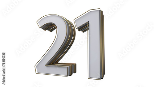3d number 21 Grey 3d numbers element for design photo