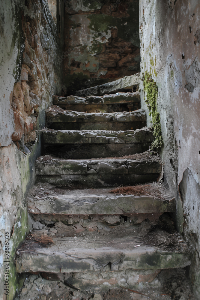 Naklejka premium old stone stairs in the ancient city 