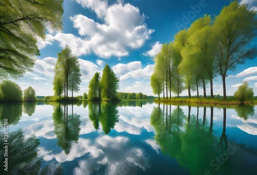 reflection of trees in water