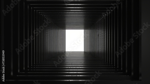 a square tunnel with a black background with a black hole, in the style of striped compositions