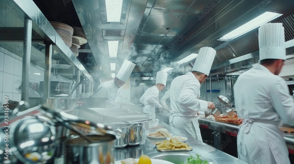 motion chefs of a restaurant kitchen motion chefs of a restaurant kitchen