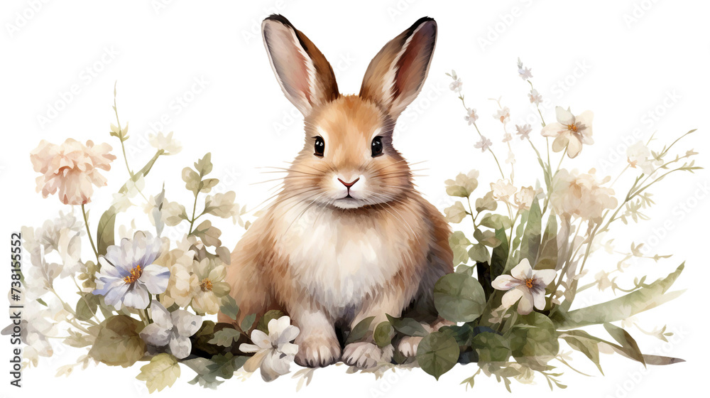 Fototapeta premium Playful Rabbit Clipart: Whimsical Spring Illustration for Easter Celebrations, Cartoon Animal with Joyful Holiday Vibe