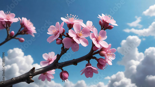 Blossoming branches with blue sky background