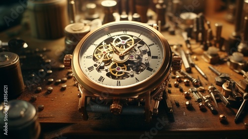 Watchmaker's workshop, mechanical watch repair using specialized tools
