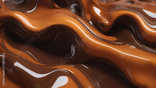 Close-up view of fluid chocolate and caramel photo
