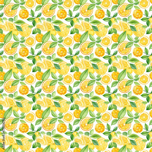 seamless watercolour lemon slices pattern