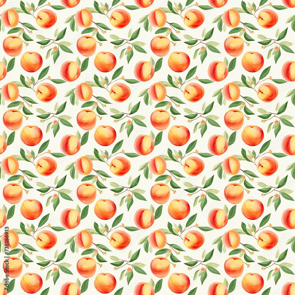 seamless watercolour peaches pattern