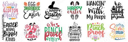 Minimal Easter and Spring Trendy Retro Style Illustration Collection Vector Illustration for Holiday Cards, Decal, Packaging
