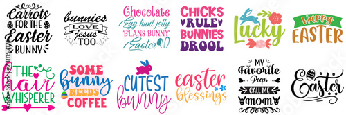 Colourful Easter and Spring Calligraphic Lettering Bundle Vector Illustration for Label, Magazine, Advertisement