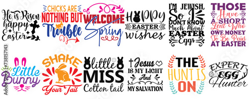 Creative Easter Day Typographic Emblems Set Vector Illustration for Gift Card, Stationery, Newsletter