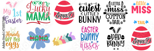 Creative Easter Sunday Inscription Bundle Vector Illustration for Packaging, Sticker, Printing Press