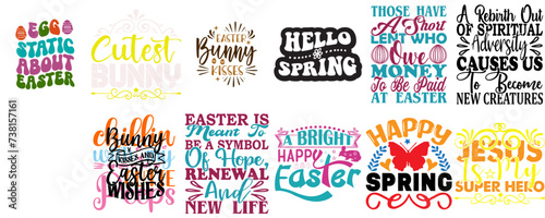 Decorative Easter Sunday Inscription Set Vector Illustration for Stationery, Mug Design, Poster