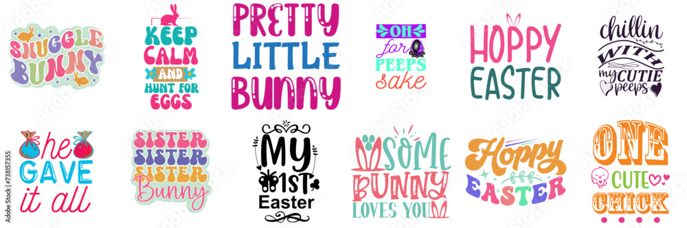 Obraz premium Modern Easter and Spring Invitation Collection Vector Illustration for Mug Design, Wrapping Paper, Poster