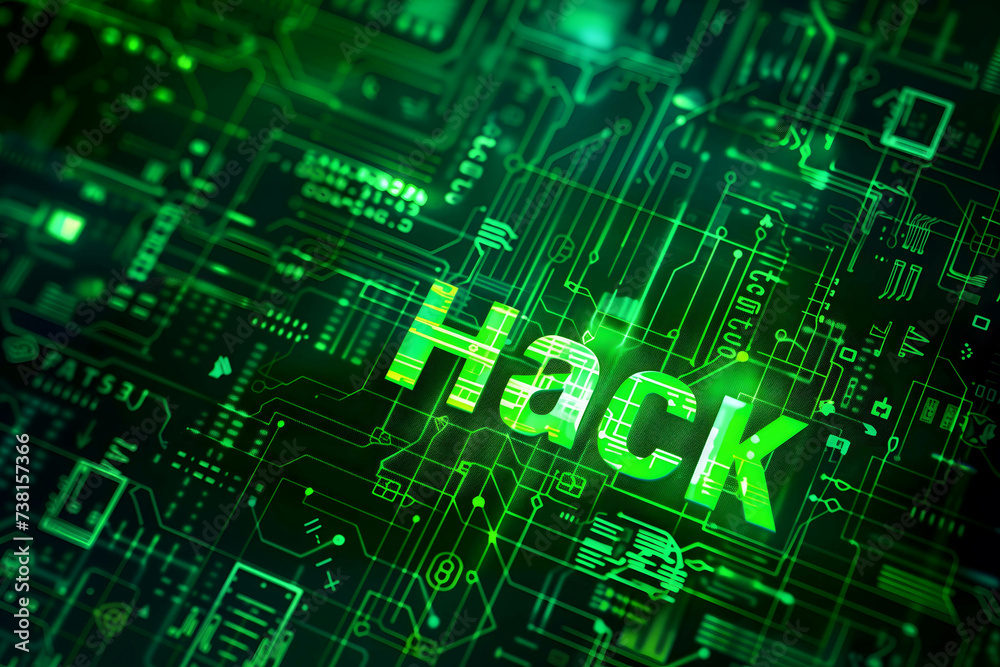 Word “Hack” on digital green wallpaper, Stealing personal information and distortion of information online Word “Hack” on digital green wallpaper, Stealing personal information and distortion of information online