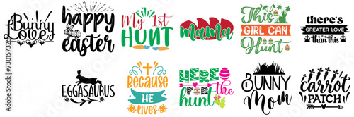 Cute Easter Hand Lettering Bundle Vector Illustration for Poster, Printing Press, Mug Design