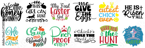 Cute Easter Typography Collection Vector Illustration for Holiday Cards, Magazine, Gift Card