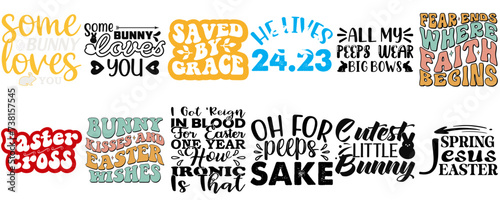 Simple Easter and Spring Typography Set Vector Illustration for Postcard, Logo, Social Media Post