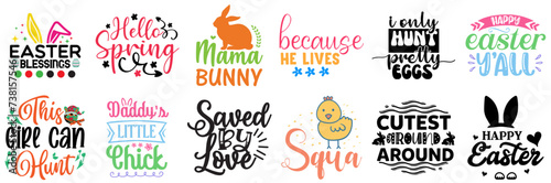 Minimal Easter Sunday Trendy Retro Style Illustration Collection Vector Illustration for Postcard, Mug Design, Vouchers