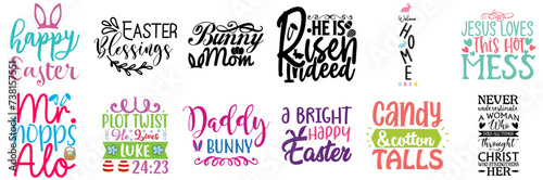 Creative Easter Typographic Emblems Set Vector Illustration for Flyer, Logo, Icon